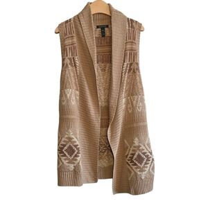 Lauren Ralph Lauren Tan and Cream Cardigan Vest